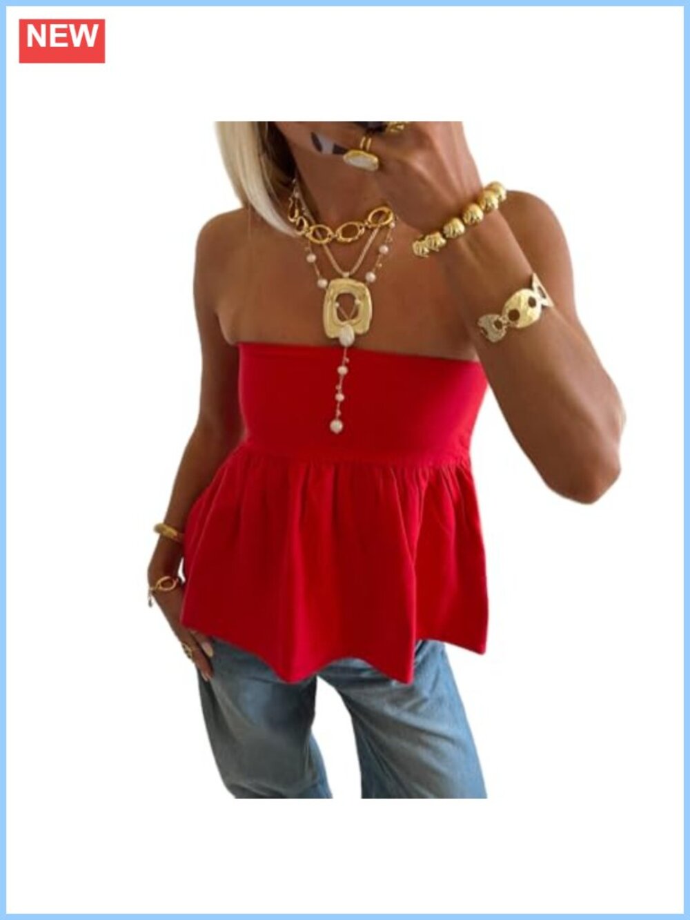 Ruffle Tube Top Strapless Peplum Bandeau Tank Sleeveless Blouse